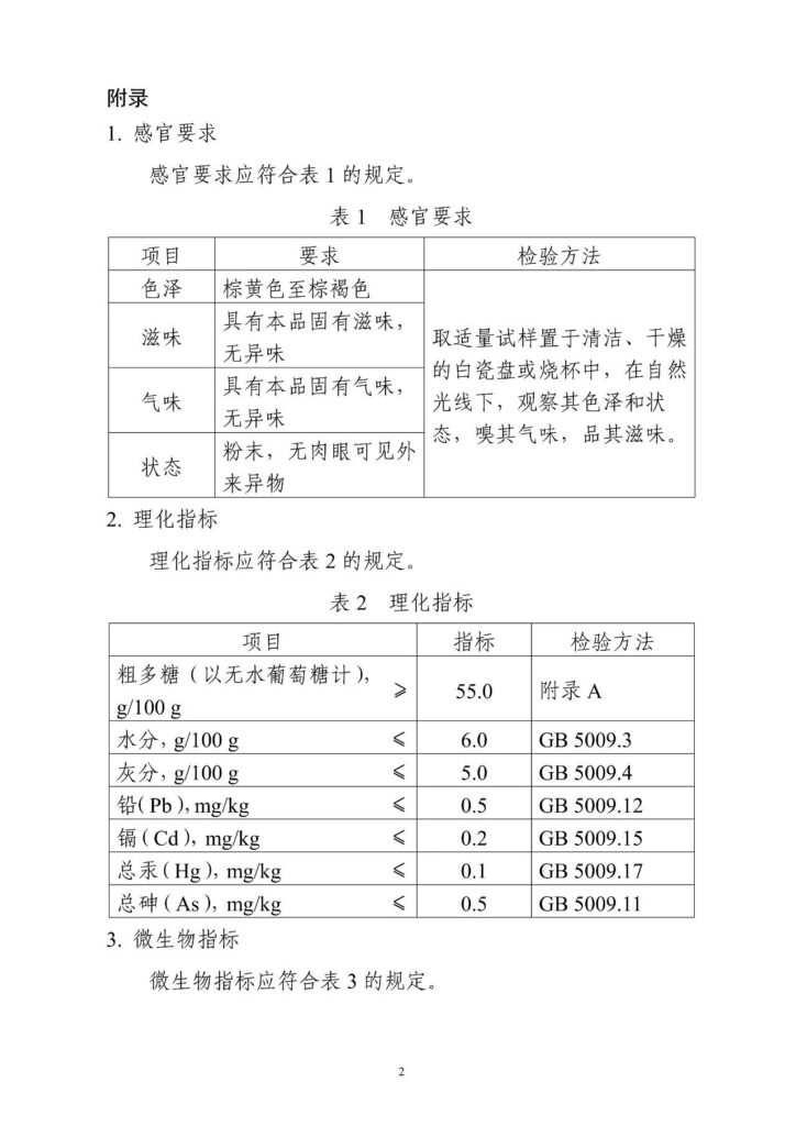 FiA食品配料展-桑黄菌丝体有关感官要求和理化指标的规定