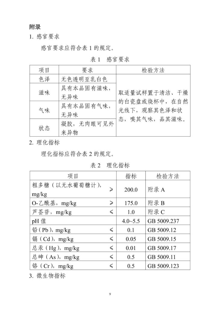 FiA食品配料展-库拉索芦荟凝胶有关感官要求和理化指标的规定